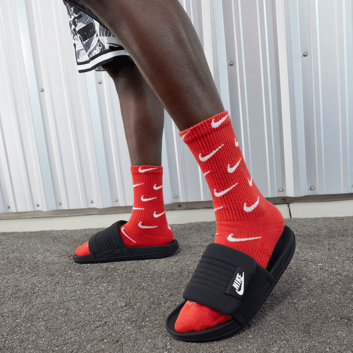Men's Nike Offcourt Adjust Slides "Black White"