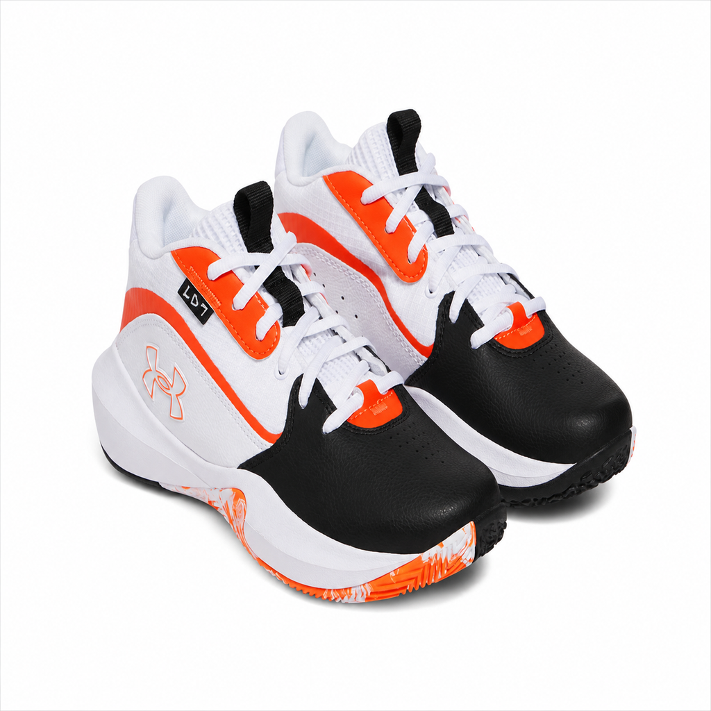 Big Kids' Under Armour Lockdown 7 Basketball Shoes "Black White Ares Red"