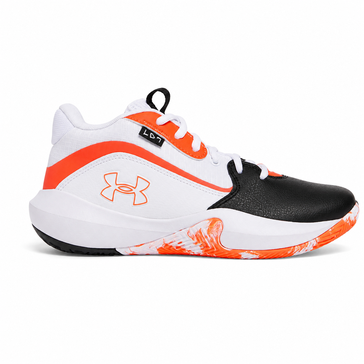 Big Kids' Under Armour Lockdown 7 Basketball Shoes "Black White Ares Red"