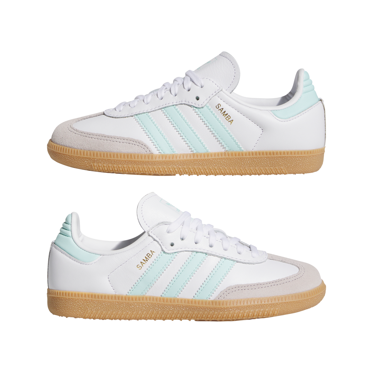 Big Kids' Adidas Samba OG J "White Semi Flash Aqua"