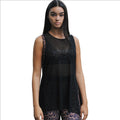 Women's Black Mesh Knotted Tank